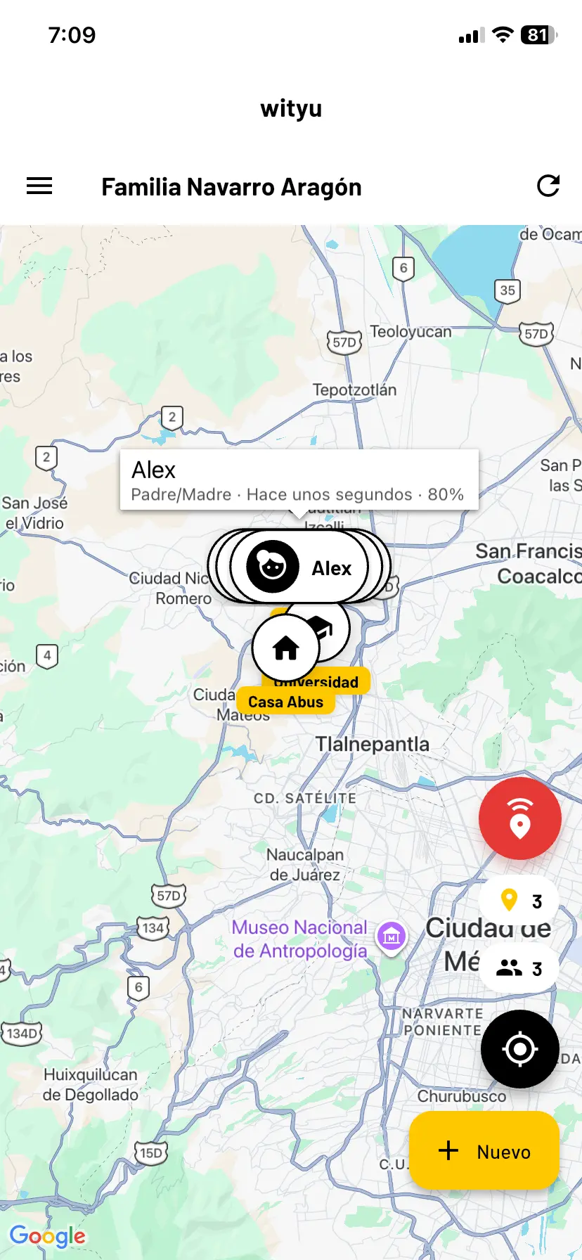 Mapa de wityu con el círculo Familia Navarro Aragón